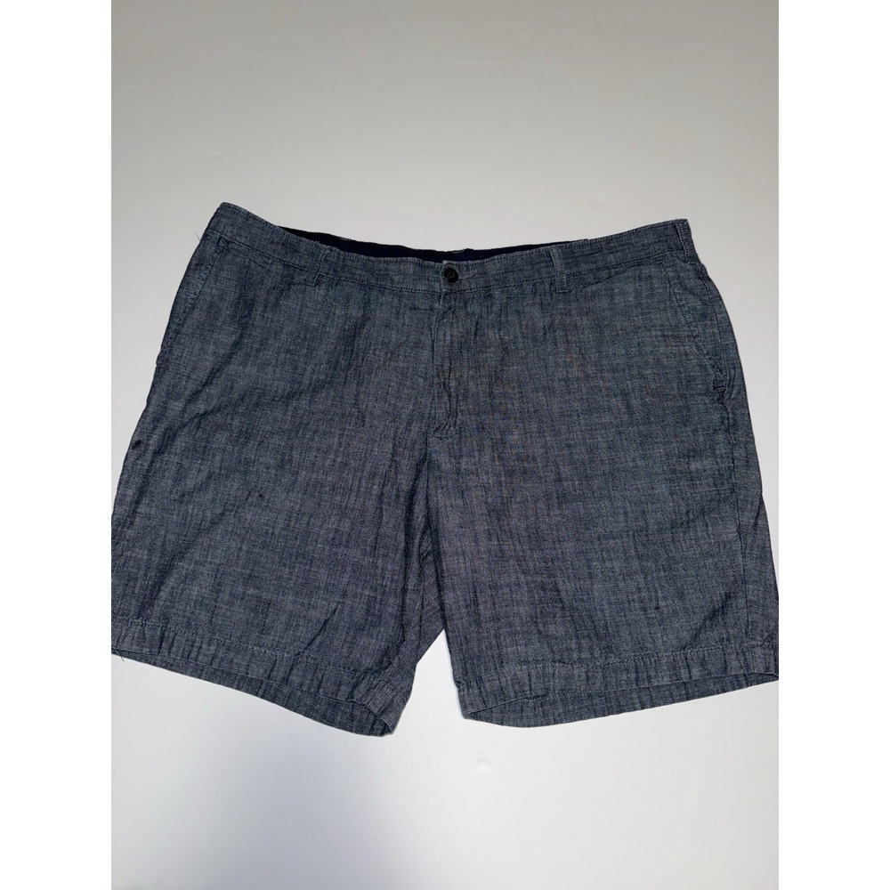 Nautica Men 42 Shorts Classic Fit Blue Chambray Cotton Casual Preppy FLAWS